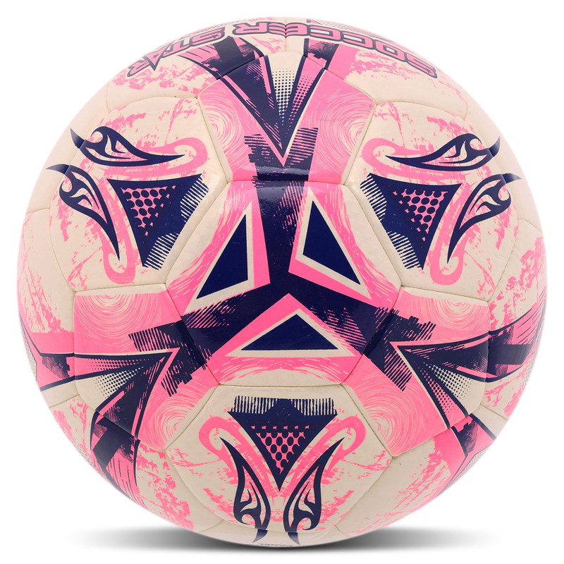 М'яч футбольний HYBRID SOCCER STAR TO-TOWN FB-4517 №5 PU білий-рожевий