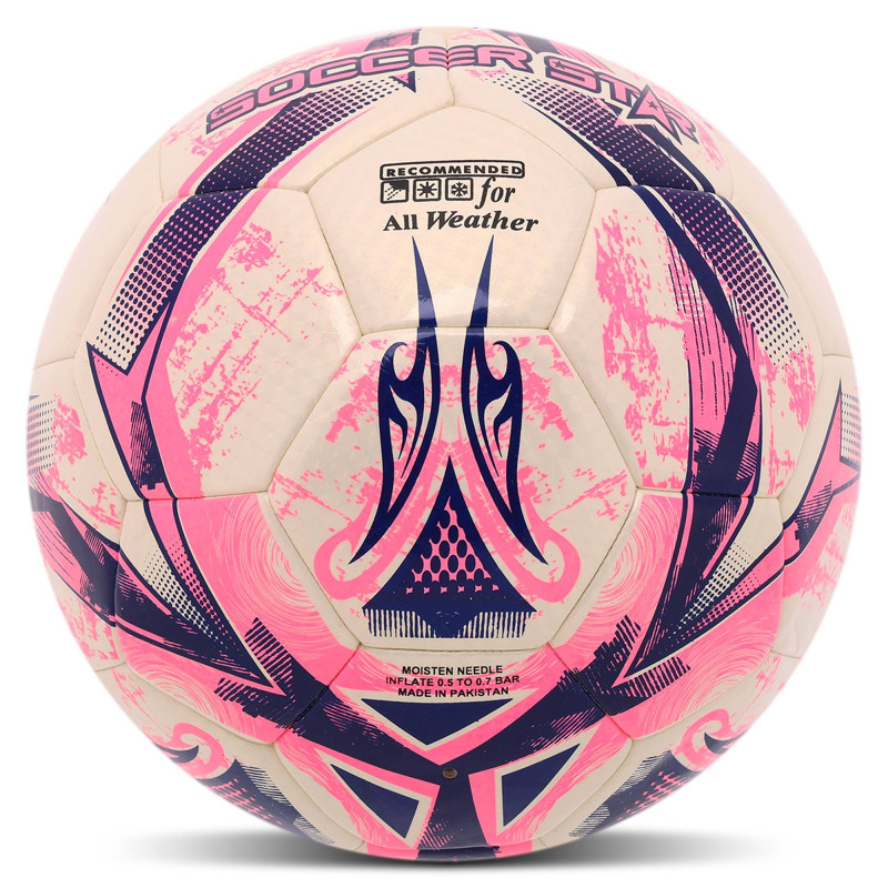 М'яч футбольний HYBRID SOCCER STAR TO-TOWN FB-4517 №5 PU білий-рожевий