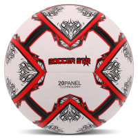 М'яч футбольний гібридна зшивка HYBRID SOCCER STAR FB-4523 №5 PU білий-червоний