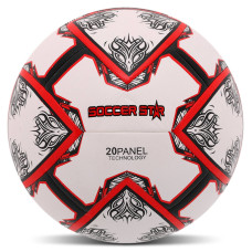 М'яч футбольний гібридна зшивка HYBRID SOCCER STAR FB-4523 №5 PU білий-червоний