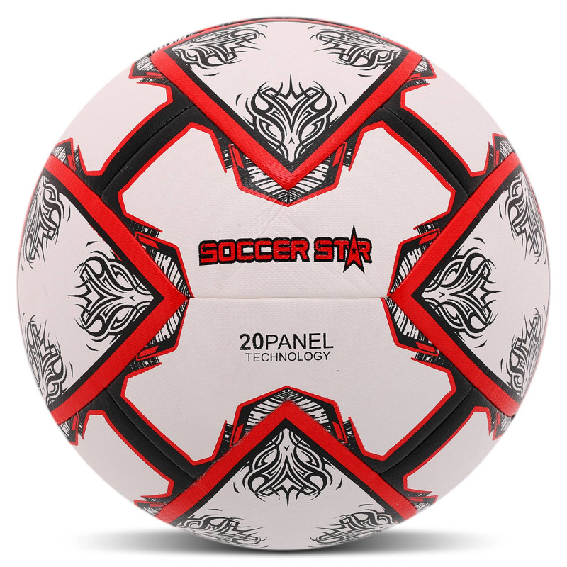 М'яч футбольний гібридна зшивка HYBRID SOCCER STAR FB-4523 №5 PU білий-червоний