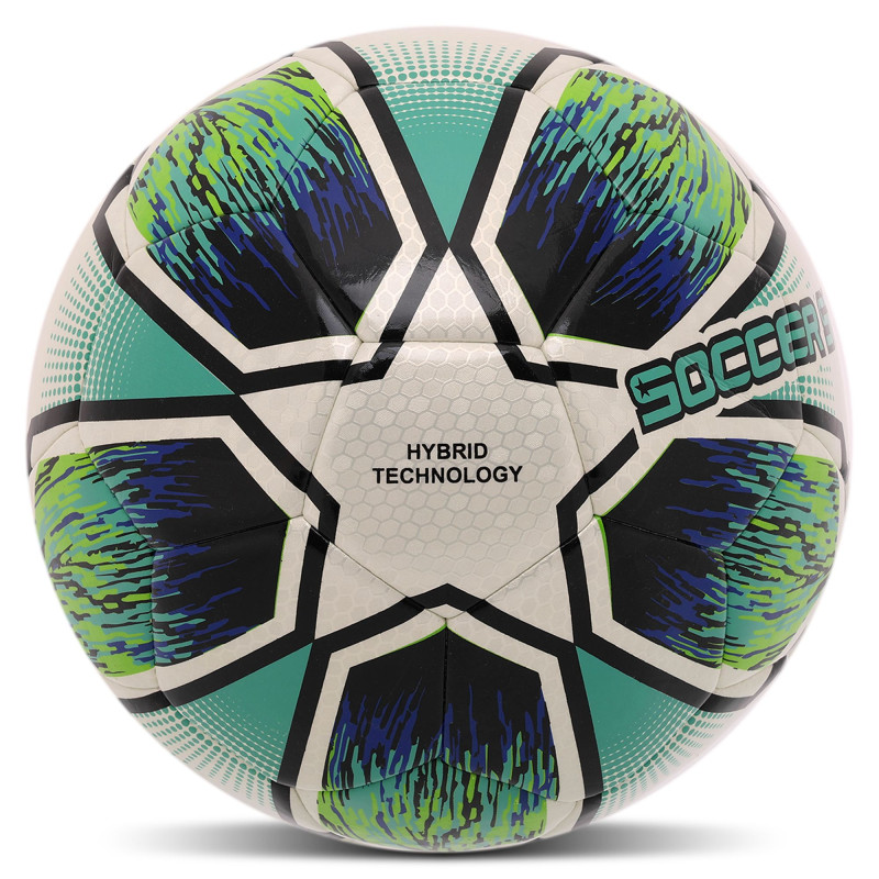М'яч футбольний HYBRID SOCCER STAR TO-TOWN FB-4525 №5 PU білий-зелений
