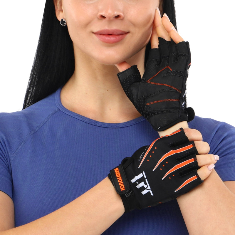 Рукавиці для фітнесу та тренувань HARD TOUCH FG-005 S-XL чорний-помаранчевий