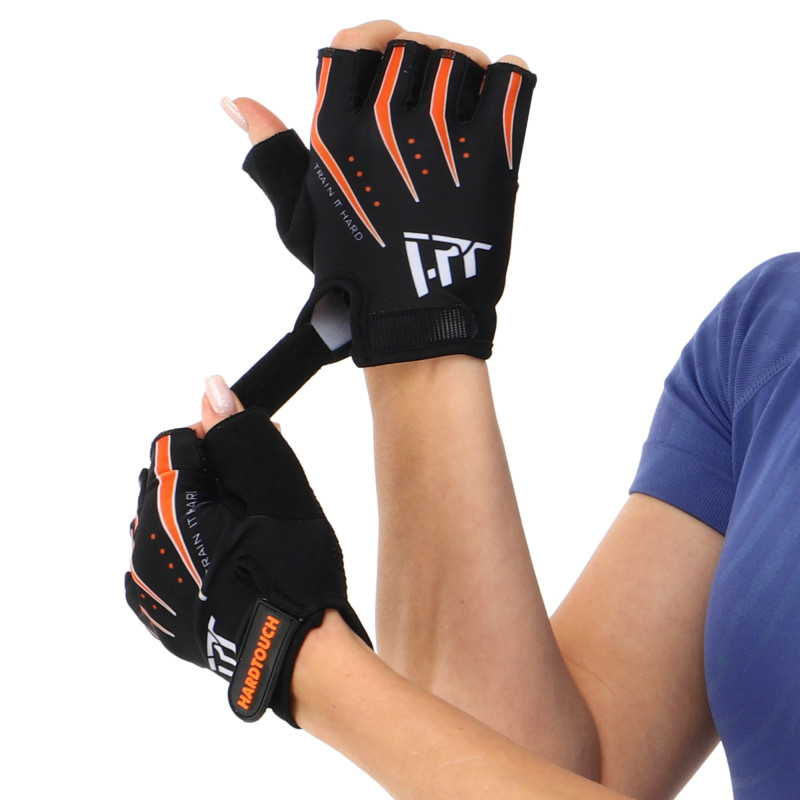 Рукавиці для фітнесу та тренувань HARD TOUCH FG-005 S-XL чорний-помаранчевий
