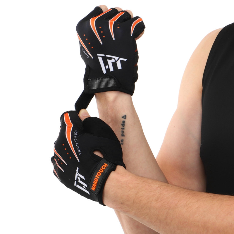Рукавиці для фітнесу та тренувань HARD TOUCH FG-005 S-XL чорний-помаранчевий