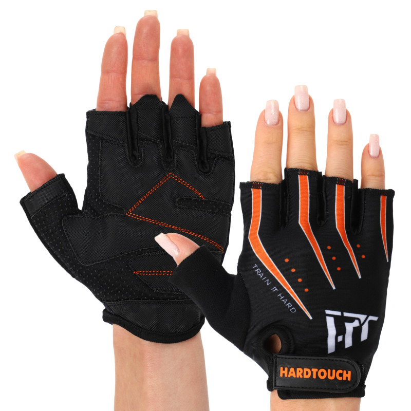Рукавиці для фітнесу та тренувань HARD TOUCH FG-005 S-XL чорний-помаранчевий