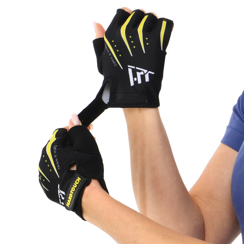 Рукавиці для фітнесу та тренувань HARD TOUCH FG-006 S-XL чорний-жовтий