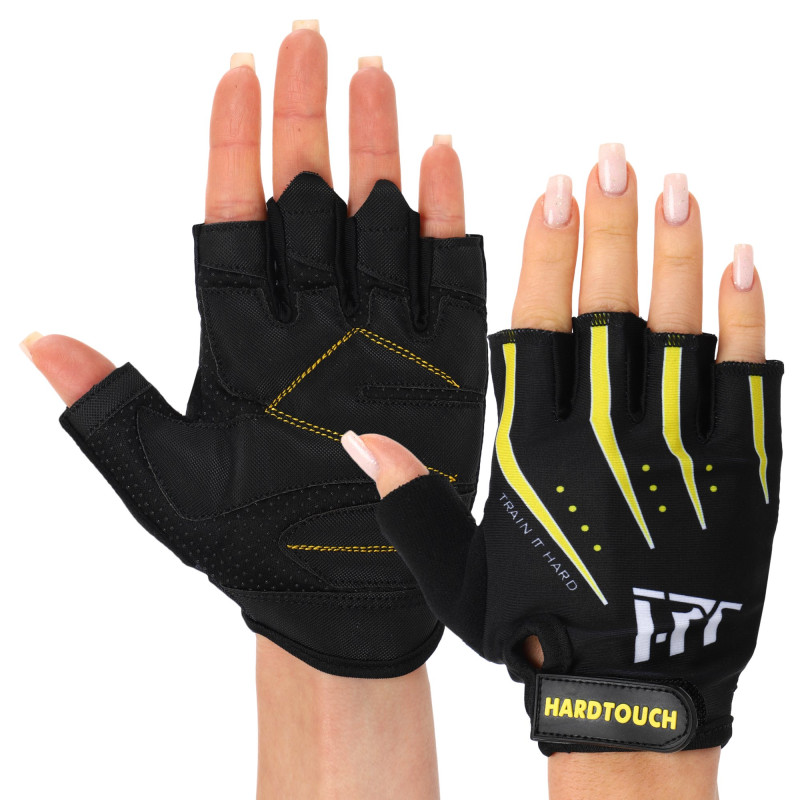 Рукавиці для фітнесу та тренувань HARD TOUCH FG-006 S-XL чорний-жовтий