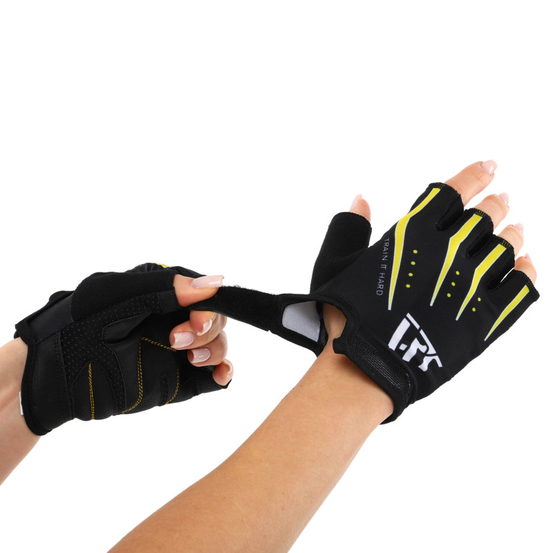Рукавиці для фітнесу та тренувань HARD TOUCH FG-006 S-XL чорний-жовтий