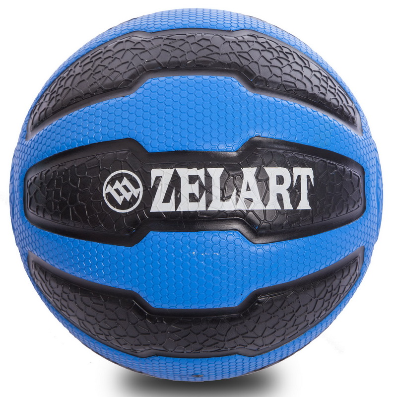 Медбол м'яч медичний Medicine Ball Zelart FI-0898-8 8кг чорний-блакитний