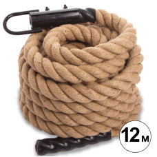 Канат для лазіння із сизалю з кріпленням COMBAT BATTLE ROPE Zelart FI-0910-12 12м коричневий