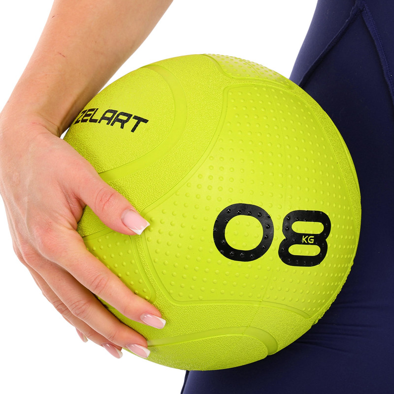 Слембол м'яч набивний для кросфіту та фітнесу Slam Ball Mdbuddy FI-1774-8 8кг салатовий