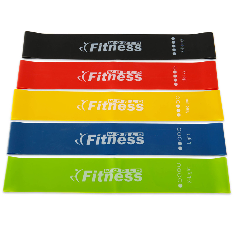 Набір резинок для вправ стрічки опору LOOP BANDS World Fitness FI-2184 5шт кольори в асортименті