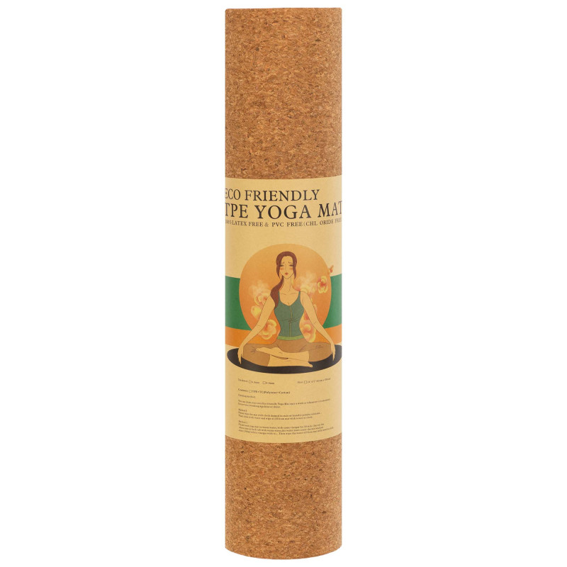 Килимок для йоги Пробковий каучуковий двошаровий Yoga mat SP-Sport FI-2433 183x61x0,6см кольори в асортименті