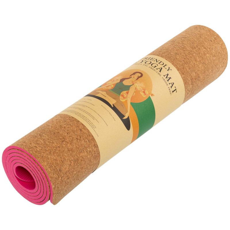 Килимок для йоги Пробковий каучуковий двошаровий Yoga mat SP-Sport FI-2433 183x61x0,6см кольори в асортименті