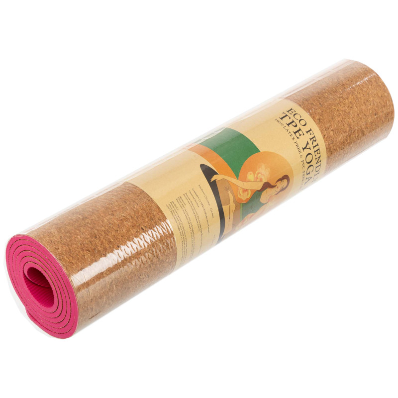 Килимок для йоги Пробковий каучуковий двошаровий Yoga mat SP-Sport FI-2433 183x61x0,6см кольори в асортименті