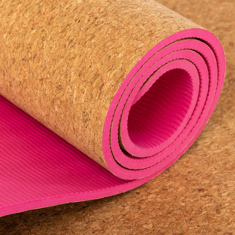 Килимок для йоги Пробковий каучуковий двошаровий Yoga mat SP-Sport FI-2433 183x61x0,6см кольори в асортименті