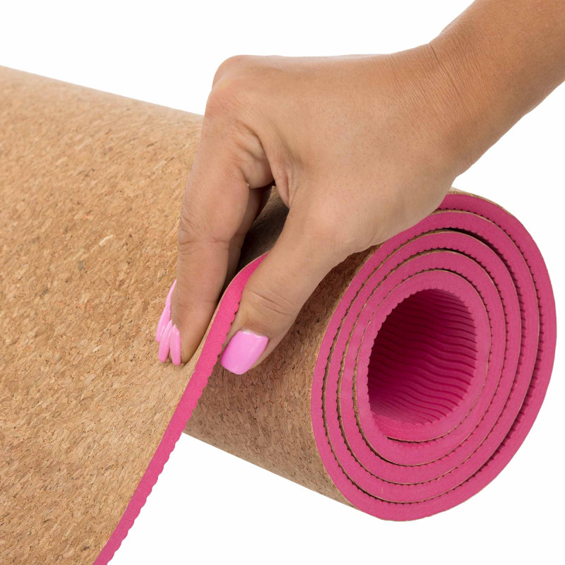 Килимок для йоги Пробковий каучуковий двошаровий Yoga mat SP-Sport FI-2433 183x61x0,6см кольори в асортименті