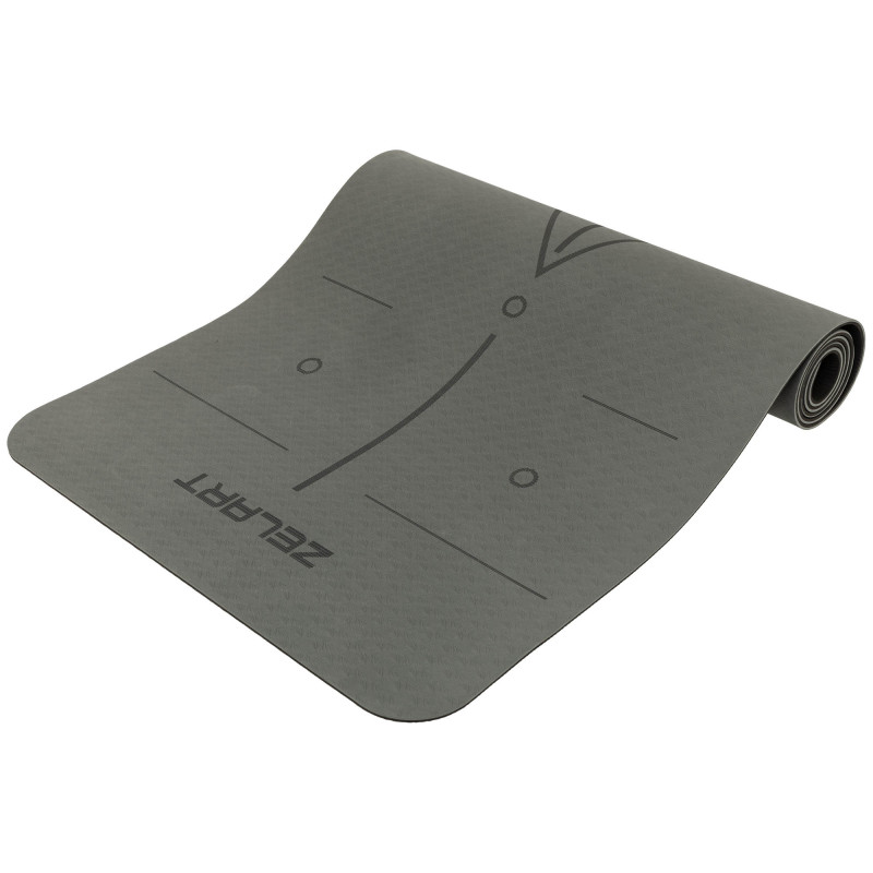 Килимок для йоги та фітнесу TPE двошаровий Zelart FI-2579 (MD9038) 183x61x0,6см сірий