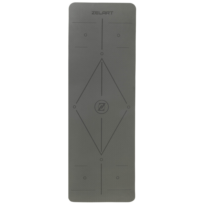 Килимок для йоги та фітнесу TPE двошаровий Zelart FI-2579 (MD9038) 183x61x0,6см сірий