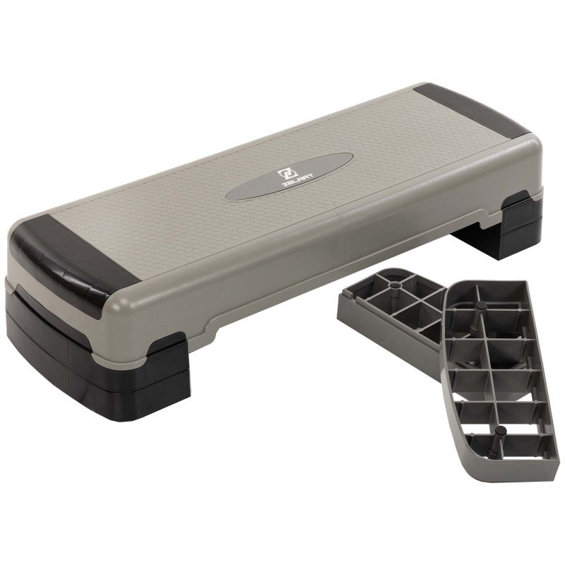Степ-платформа для фітнесу та аеробіки 3 рівня висоти Zeart FI-2585 (MD1705) 90,5x32,5x15-25см сірий-чорний