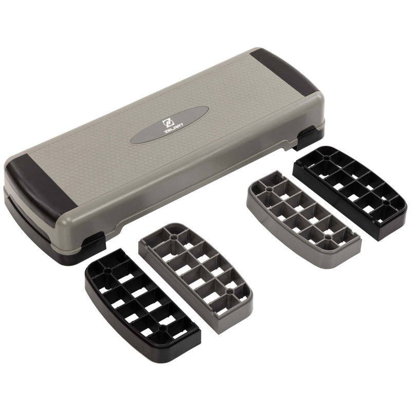 Степ-платформа для фітнесу та аеробіки 3 рівня висоти Zeart FI-2585 (MD1705) 90,5x32,5x15-25см сірий-чорний
