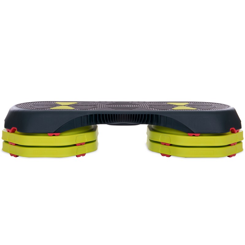 Степ-платформа для фітнесу та аеробіки 3 рівня висоти MDBuddy FI-2587 (MD1712) 108x42x10-20см чорний-зелений