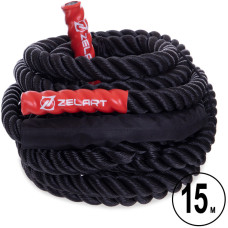Канат для кросфіту Combat Battle Rope Zelart FI-2597-15 15м чорний