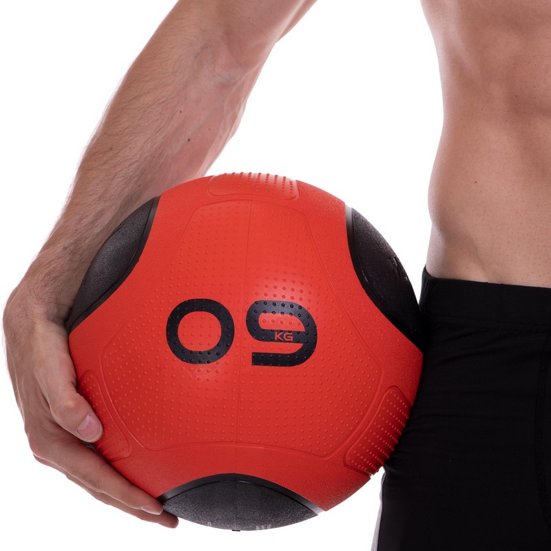 Медбол м'яч медичний Medicine Ball Zelart FI-2620-9 9кг червоний-чорний