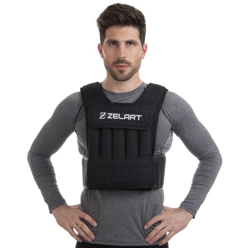 Жилет обважнювач з регульованою вагою Zelart WEIGTH VEST FI-2630-20 вага-2-20 кг чорний