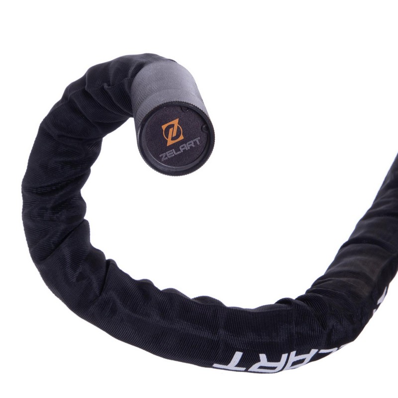Канат для кросфіту в захисному рукаві Combat Battle Rope Zelart FI-2631-12 12м чорній