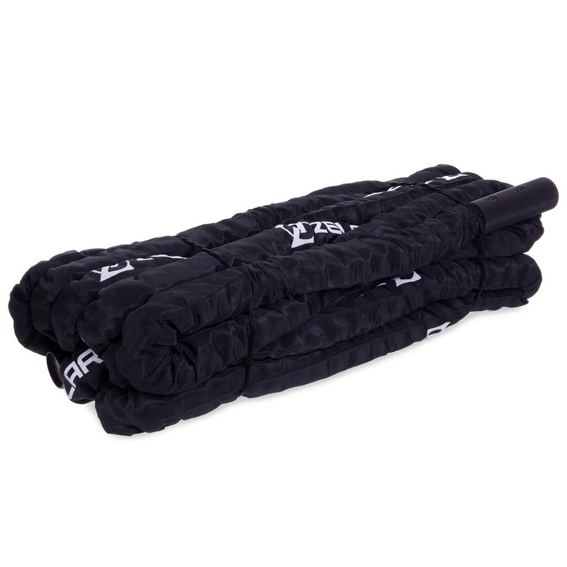 Канат для кросфіту в захисному рукаві Combat Battle Rope Zelart FI-2631-12 12м чорній