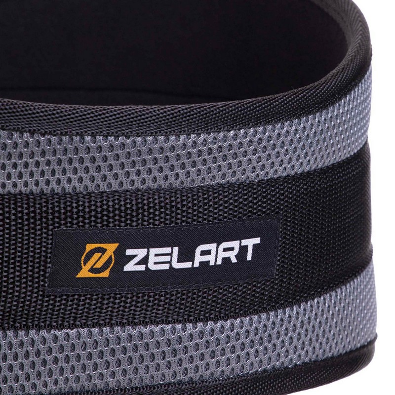 Пояс атлетичний текстильний Zelart FI-2634-105 спинка-17см довжина-105см сірий