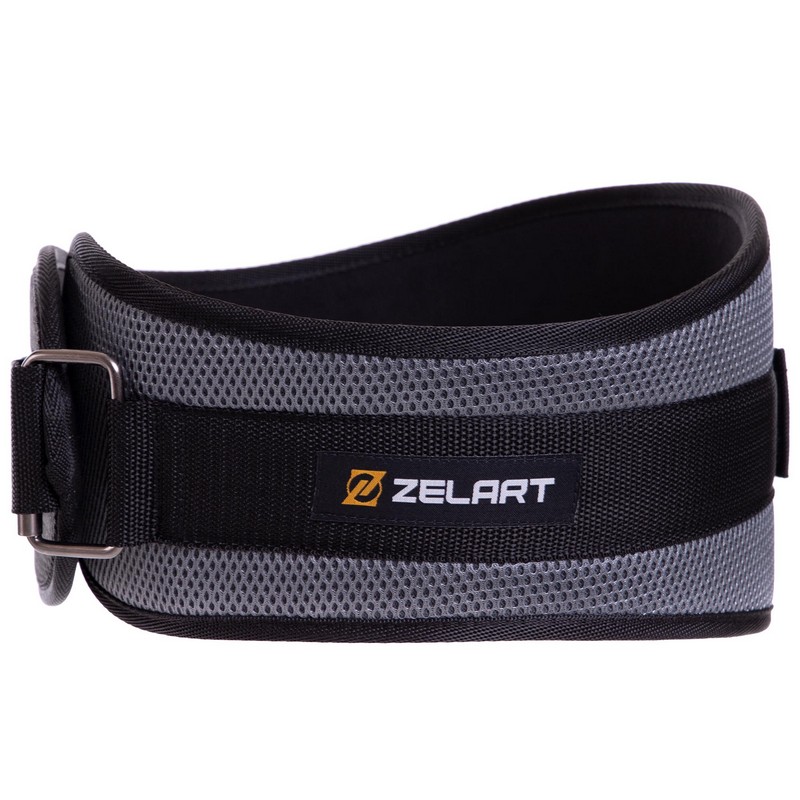 Пояс атлетичний текстильний Zelart FI-2634-105 спинка-17см довжина-105см сірий