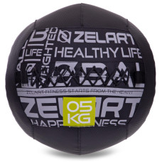 М'яч набивний медичний для кросфіту WALL BALL Zelart FI-2637-5 5кг чорний