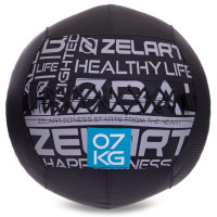М'яч набивний медичний для кросфіту WALL BALL Zelart FI-2637-7 7кг чорний
