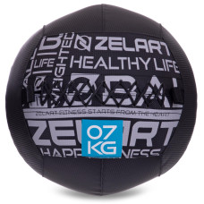 М'яч набивний медичний для кросфіту WALL BALL Zelart FI-2637-7 7кг чорний