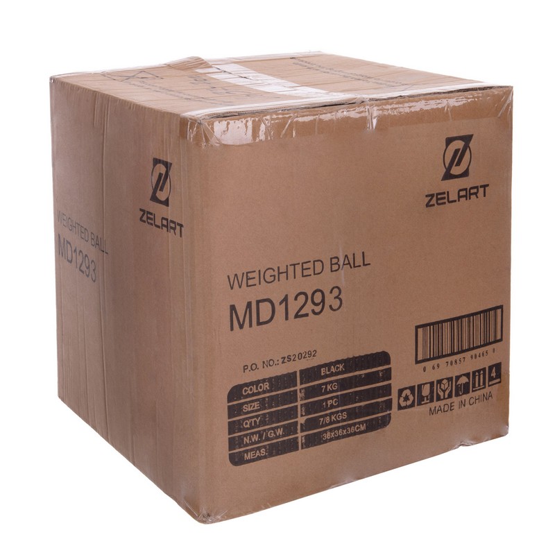 М'яч набивний медичний для кросфіту WALL BALL Zelart FI-2637-9 9кг чорний