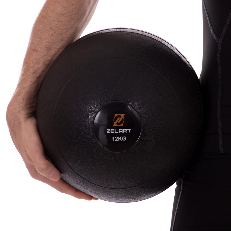 Слэмбол мяч набивной для кроссфита и фитнеса Slam Ball Zelart FI-2672-12 12к чорний