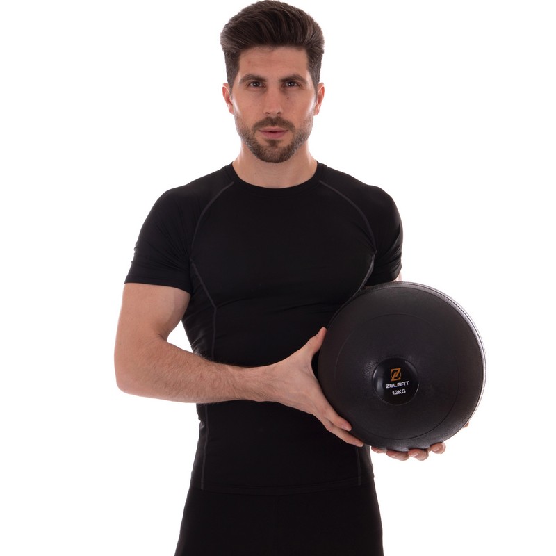 Слэмбол мяч набивной для кроссфита и фитнеса Slam Ball Zelart FI-2672-12 12к чорний