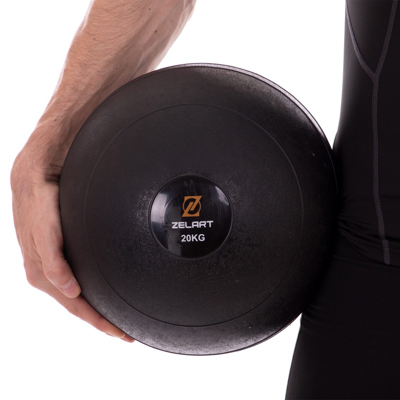 Слэмбол мяч набивной для кроссфита и фитнеса Slam Ball Zelart FI-2672-20 20кг чорний