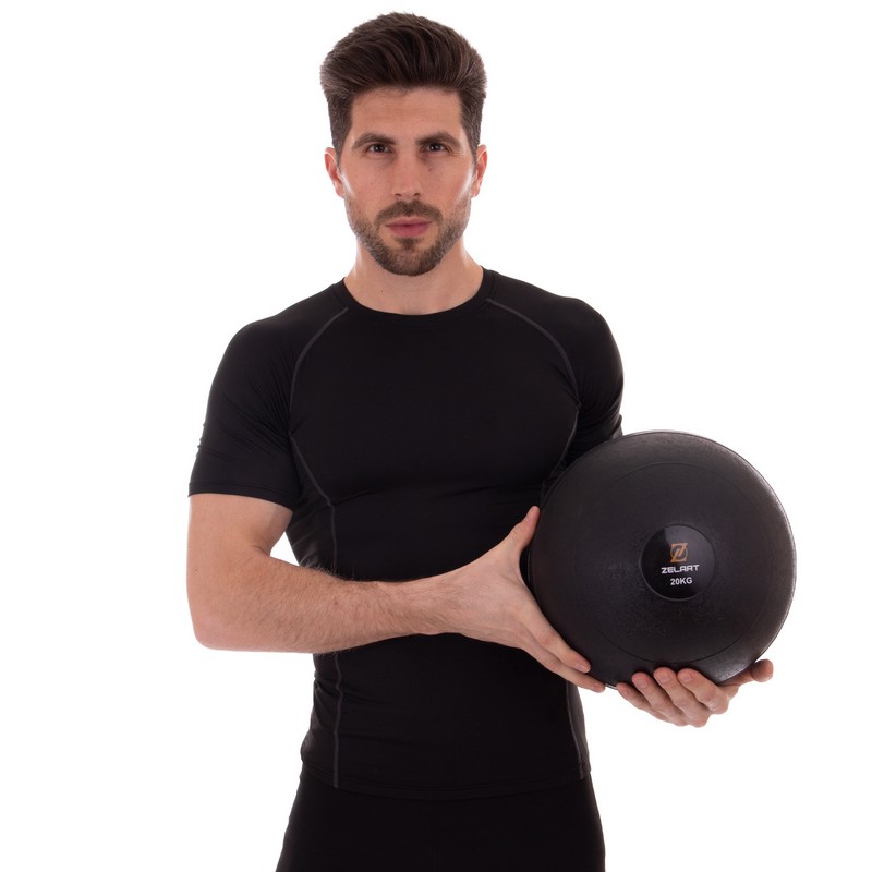 Слэмбол мяч набивной для кроссфита и фитнеса Slam Ball Zelart FI-2672-20 20кг чорний
