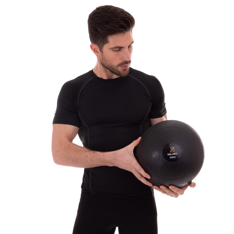 Слэмбол мяч набивной для кроссфита и фитнеса Slam Ball Zelart FI-2672-25 25кг чорний
