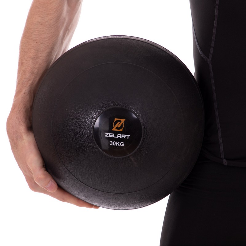 Слэмбол мяч набивной для кроссфита и фитнеса Slam Ball Zelart FI-2672-30 30кг чорний