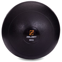 Слэмбол мяч набивной для кроссфита и фитнеса Slam Ball Zelart FI-2672-6 6кг чорний