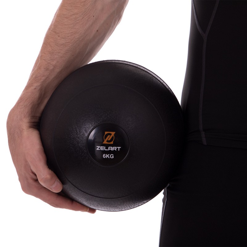 Слэмбол мяч набивной для кроссфита и фитнеса Slam Ball Zelart FI-2672-6 6кг чорний