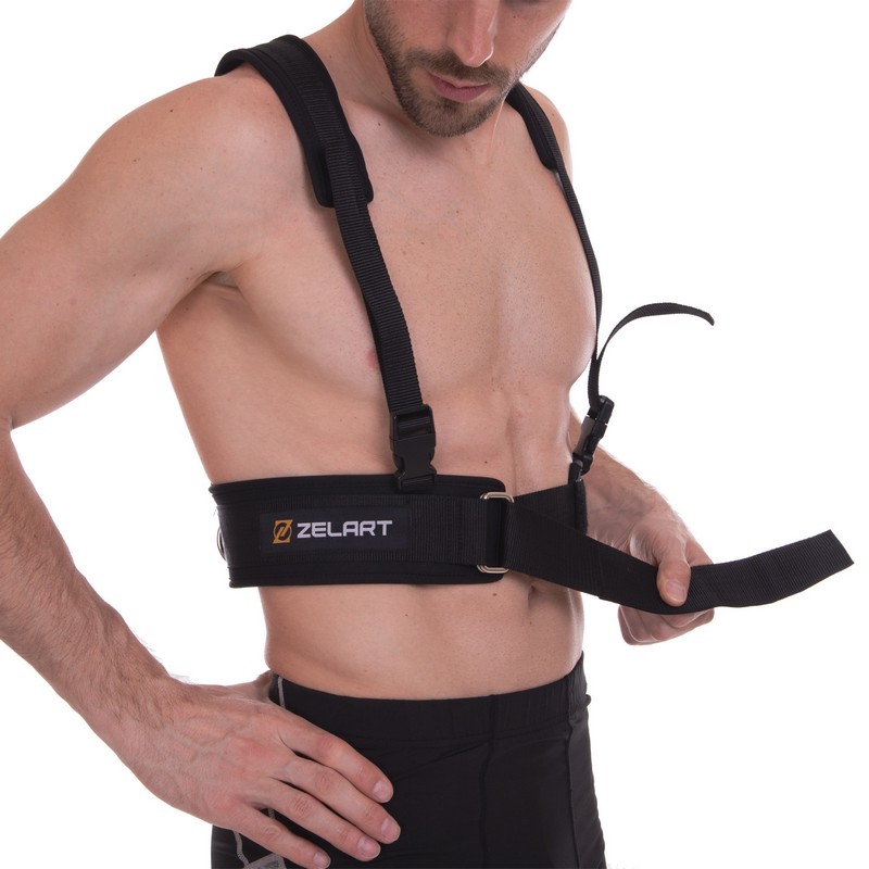 Пояс для вибігання еспандер для відпрацювання швидкості та вибухової сили парний Catapult Trainer Zelart FI-2791 чорний-жовтий