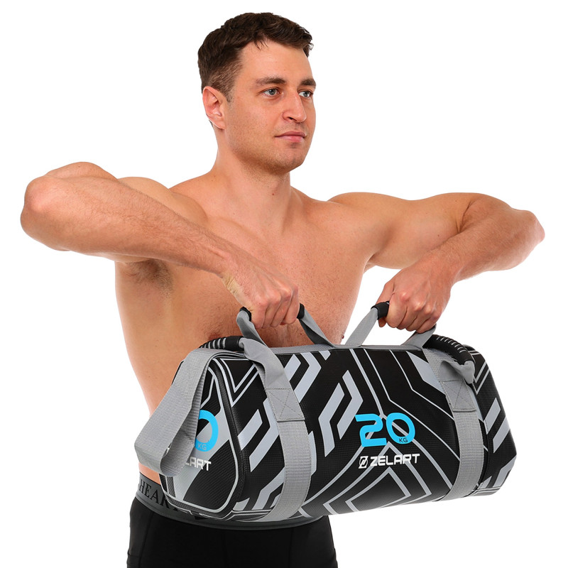 Мішок обтяжувач для функціонального тренінгу Power Bag Mdbuddy FI-2820-20 20кг чорний