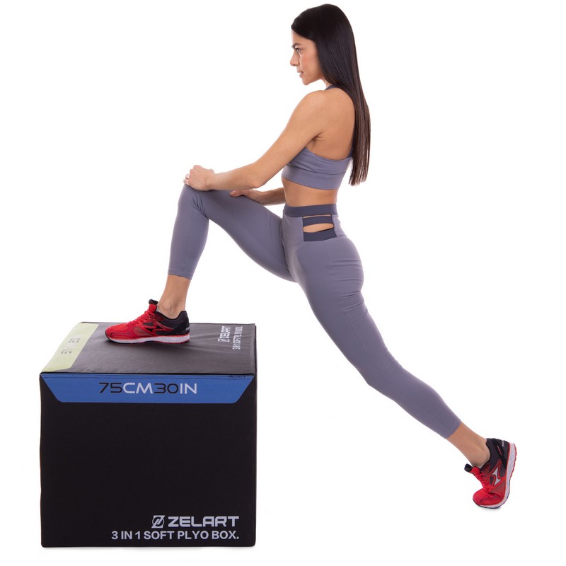 Бокс пліометричний тумба для кросфіту Пліобокс Plyo box Zelart FI-3633 1шт 75-61-51см чорний
