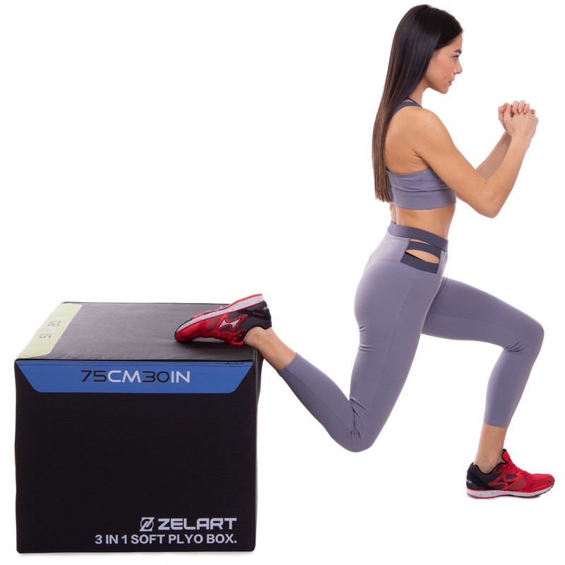 Бокс пліометричний тумба для кросфіту Пліобокс Plyo box Zelart FI-3633 1шт 75-61-51см чорний